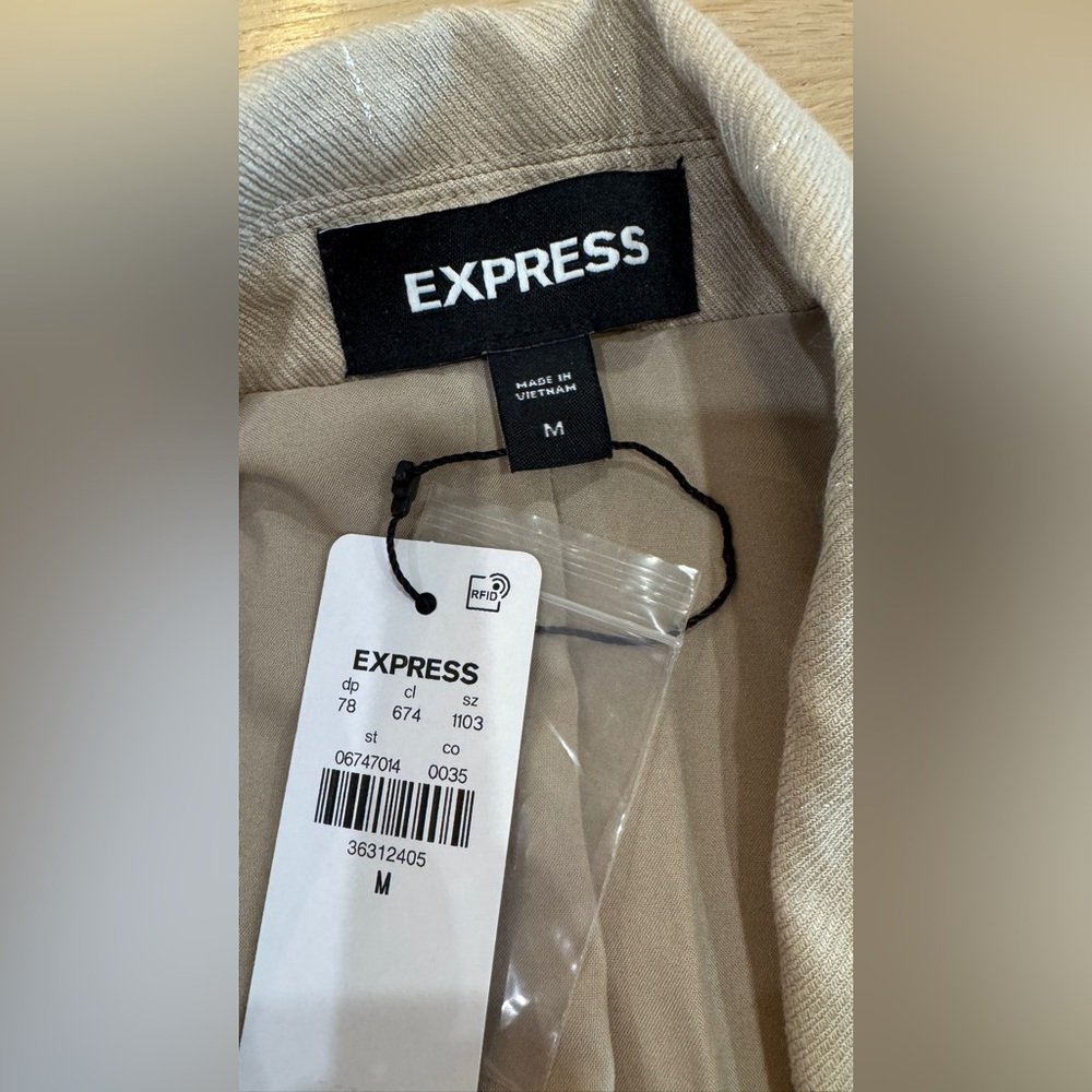 Express cropped metallic pinstripe blazer size medium NWT - Picture 2 of 7